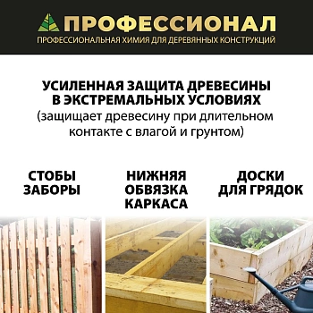 картинка Антисептик невымываемый ПРОФЕССИОНАЛ EXTREME для агрессивной среды, концентрат 1:9 зеленый 5л от магазина Кубатура