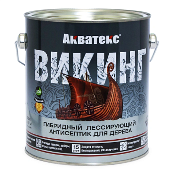 картинка Гибридный лессирующий антисептик для дерева Акватекс Викинг бесцветный 2.5л от магазина Кубатура